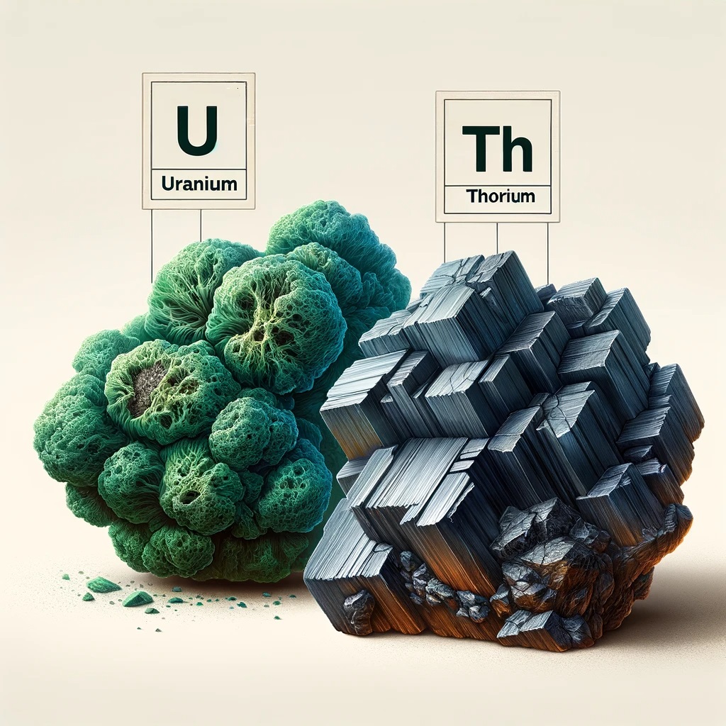 Illustrasjon som viser uran og thorium sammen.